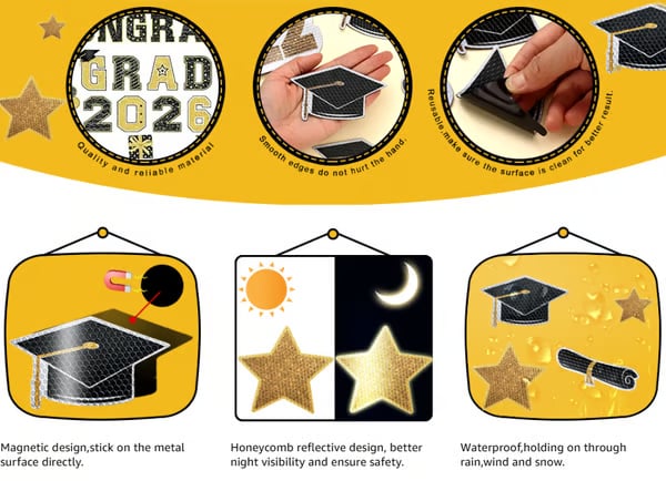 🎓 2026 Grad Car Magnets 🧲 – 20-Piece Set for Celebration Decor (Cars, Fridges & More)