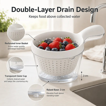 🥣 2-in-1 Drain Basket | Wash & Serve Fruits Effortlessly ✨