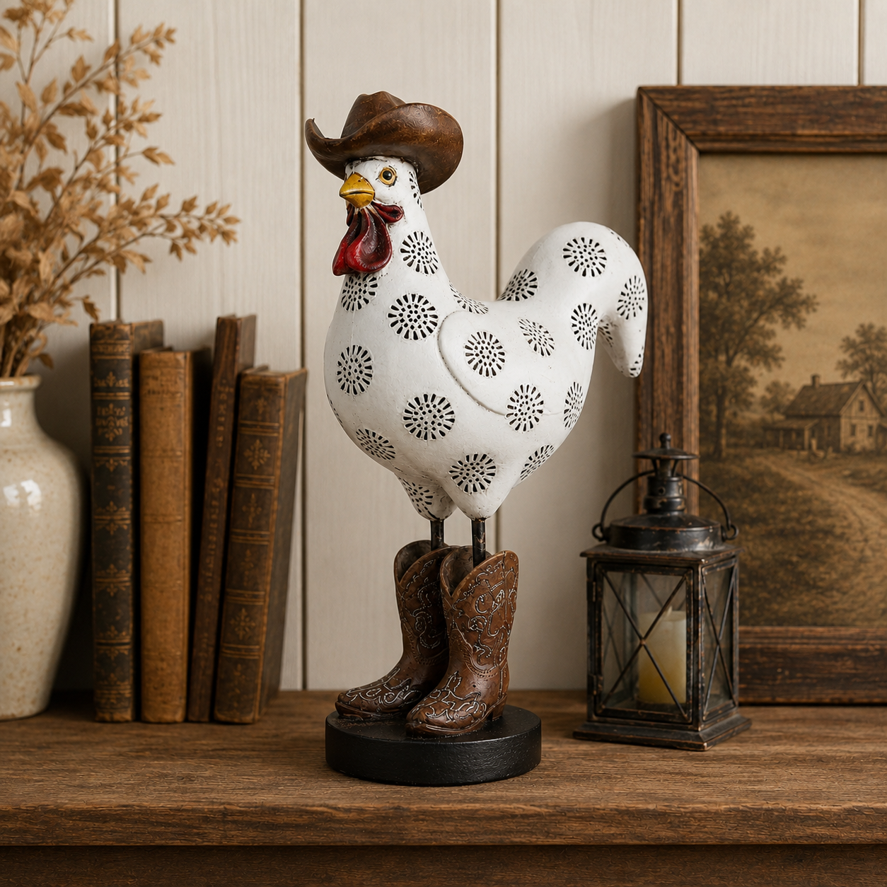 🤎Vintage Cowboy Rooster Sculpture