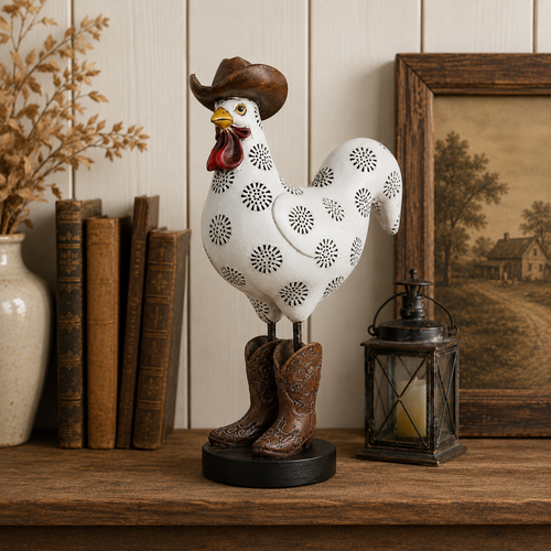 🤎Vintage Cowboy Rooster Sculpture