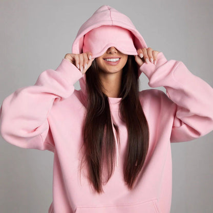 🌙 Travel Sweatshirt Hoodie with Built-in Sleep Mask