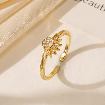✨ Celestial Sun & Moon Adjustable Ring Set – Sparkling Open-Fit Jewelry Gift
