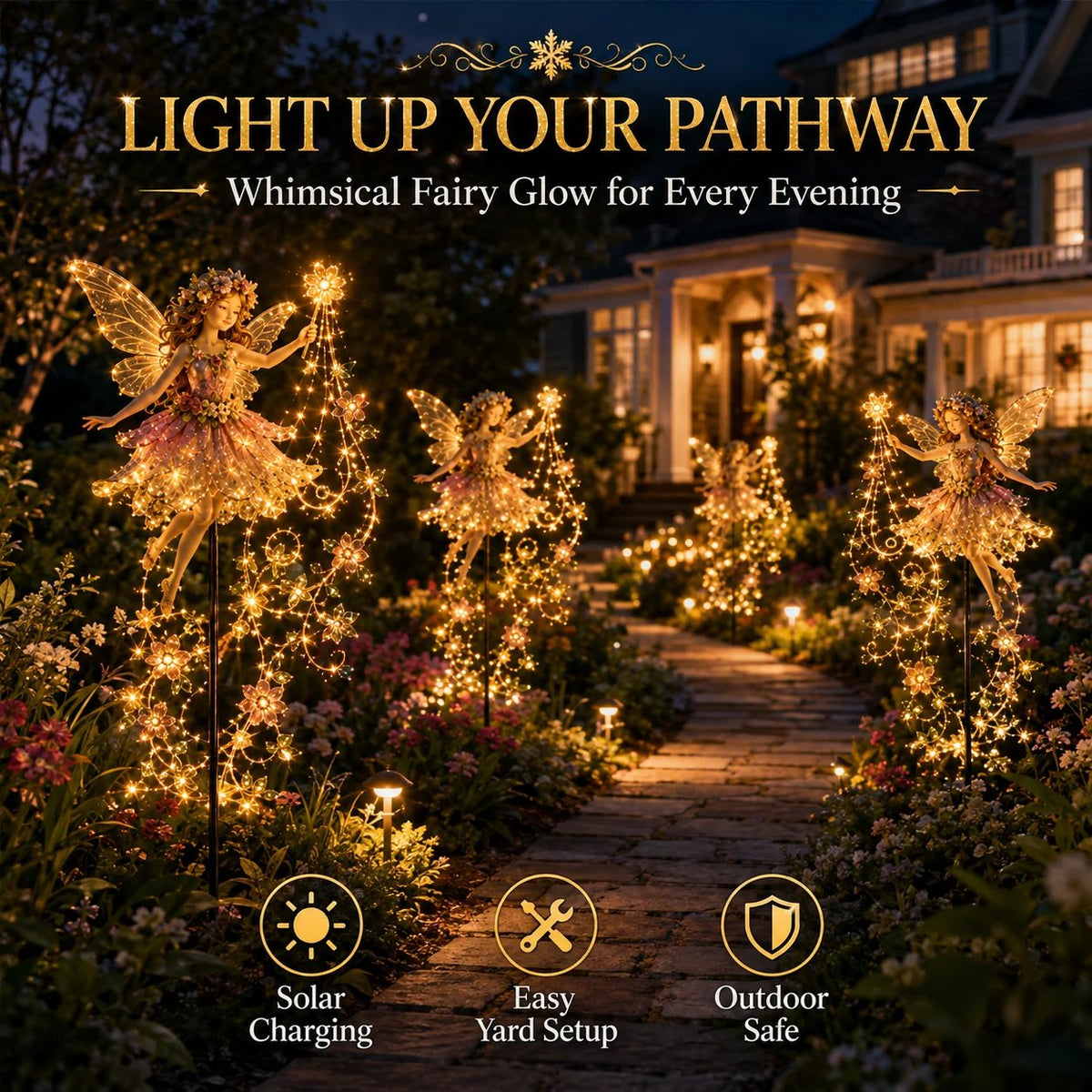 🔥✨ Enchanted Flower Fairy Solar Garden Light – Magical Glowing Outdoor Christmas Yard Decor 🧚🌸