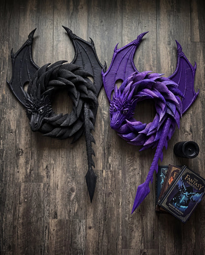 🐉 Gothic Dragon Wreath Front Door Decor