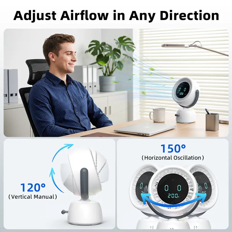 🤖 AI Human Tracking Smart Fan🎛️ Stepless Sliding Adjustment for Any Wind Speed
