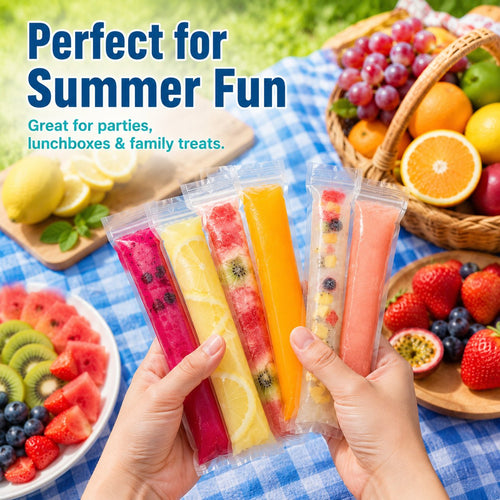 🍓 Pour, Freeze & Enjoy — Homemade Ice Pops Made Easy with Self-Sealing Bags! ❄️