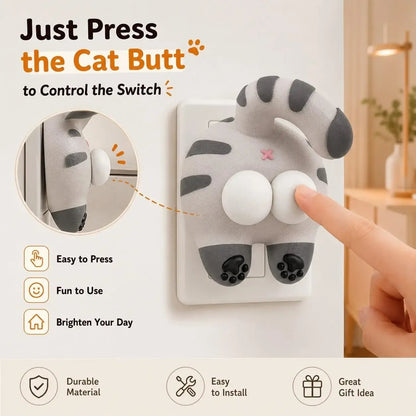 🐱Funny Cat Butt Light Switch Cover, 3D Double Rocker Decor Wall Plate