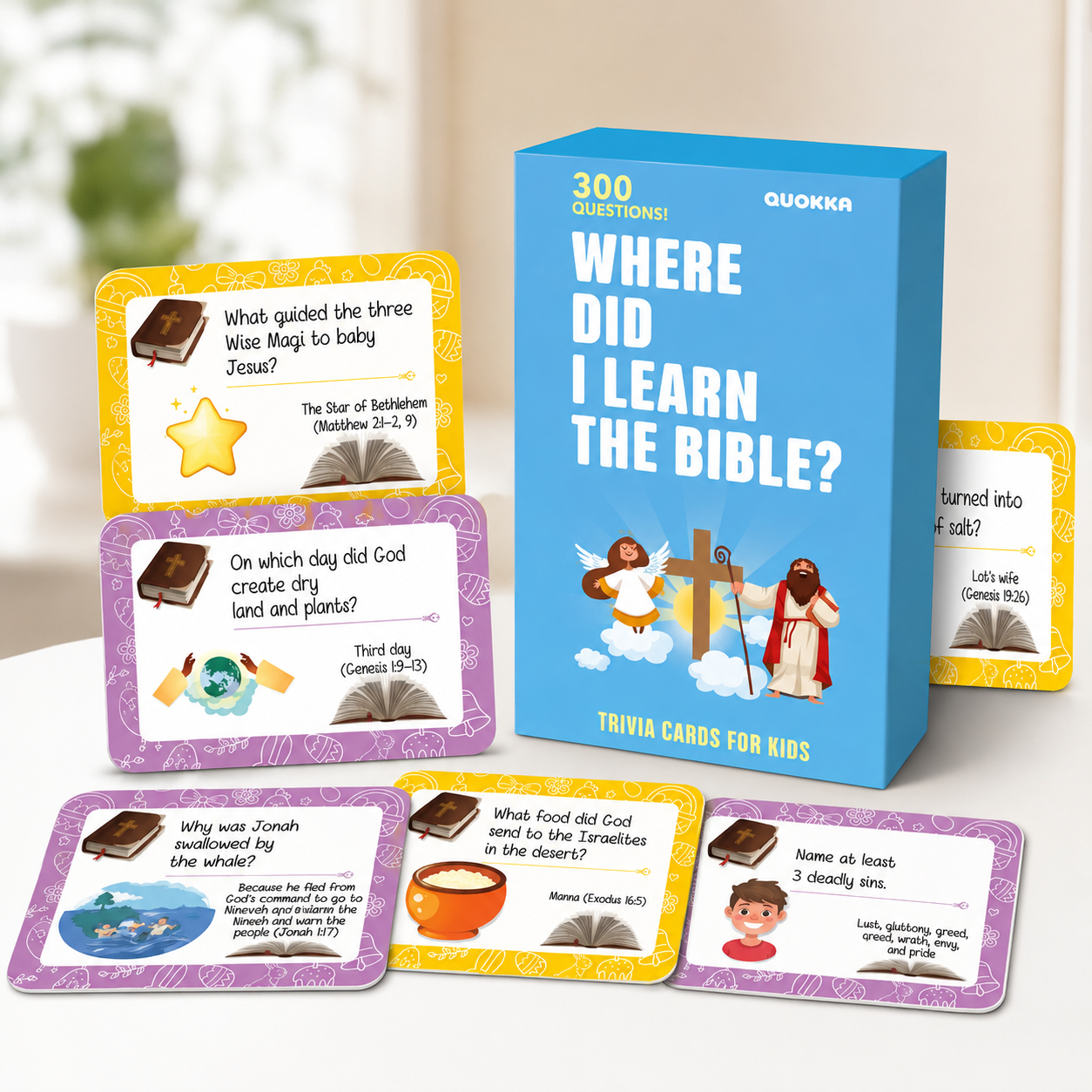 ✝️Bible Trivia Card Game – 300 Questions for Family Fun & Faith Learning (Ages 6+)