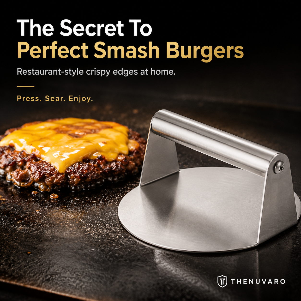 🍔 Stainless Steel Smash Burger Press – Make Restaurant-Style Crispy Burgers at Home