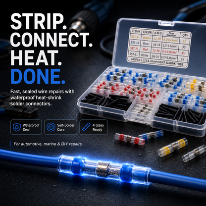 🔥 Waterproof Solder Seal Wire Connector Kit – Heat Shrink Self-Soldering Wire Repair Connectors