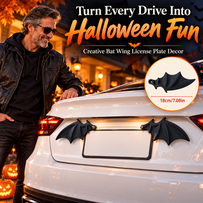 ✨ Easy-Install Bat Wing Plate Decor – Whimsical Halloween Auto Ornament, Durable & Eye-Catching for Cars & Trucks