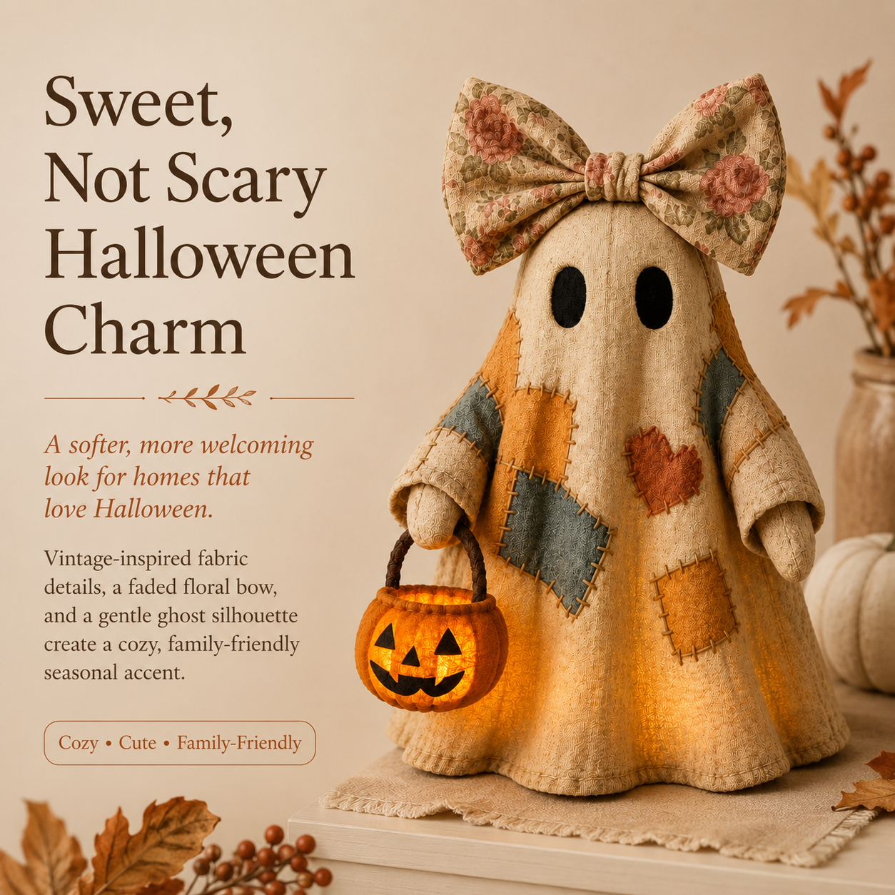 Vintage Patchwork Glowing Ghost