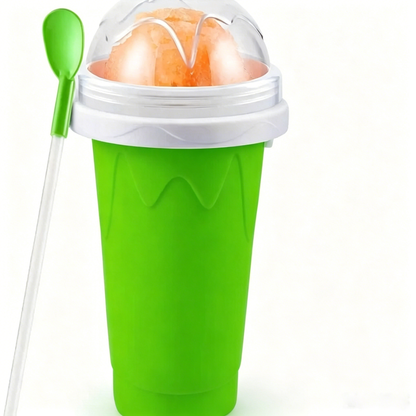 Slushy Cup, Freeze, Squeeze and Enjoy! Slushie Magic Cup, Homemade DIY Gadget with Lid & Straw Spoon 350ML, Washable, BPA free