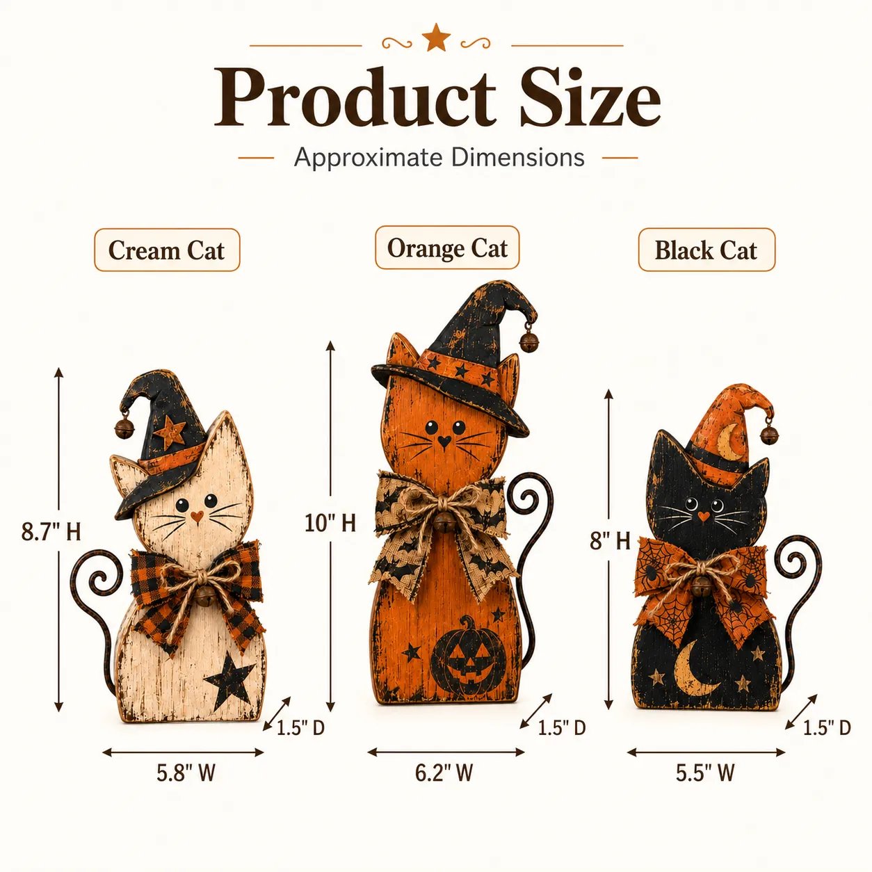 Vintage Halloween Witch Cat Decor Set