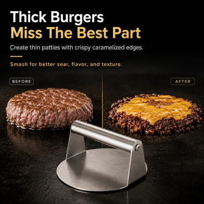 🍔 Stainless Steel Smash Burger Press – Make Restaurant-Style Crispy Burgers at Home