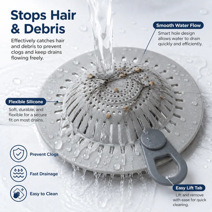 Silicone Hair Catcher Drain Cover – Flexible Shower & Sink Strainer