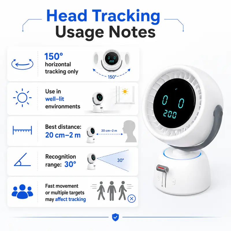 🤖 AI Human Tracking Smart Fan🎛️ Stepless Sliding Adjustment for Any Wind Speed