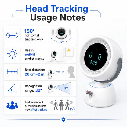 🤖 AI Human Tracking Smart Fan🎛️ Stepless Sliding Adjustment for Any Wind Speed