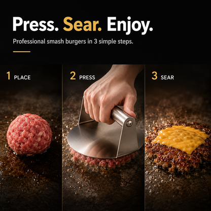 🍔 Stainless Steel Smash Burger Press – Make Restaurant-Style Crispy Burgers at Home