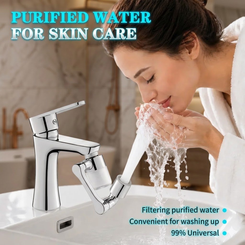 Rotating Faucet Aerator & Filter Set – 360° rotation, soft anti-splash stream, and transparent housing