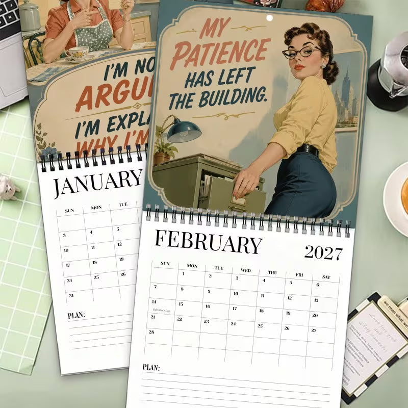 🔥Black Friday Deal｜2027 Fun Retro-Style Satirical Wall Calendar