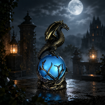 🔮Gothic Dragon LED Crystal Ball Lamp for Dark Aesthetic Decor🐉
