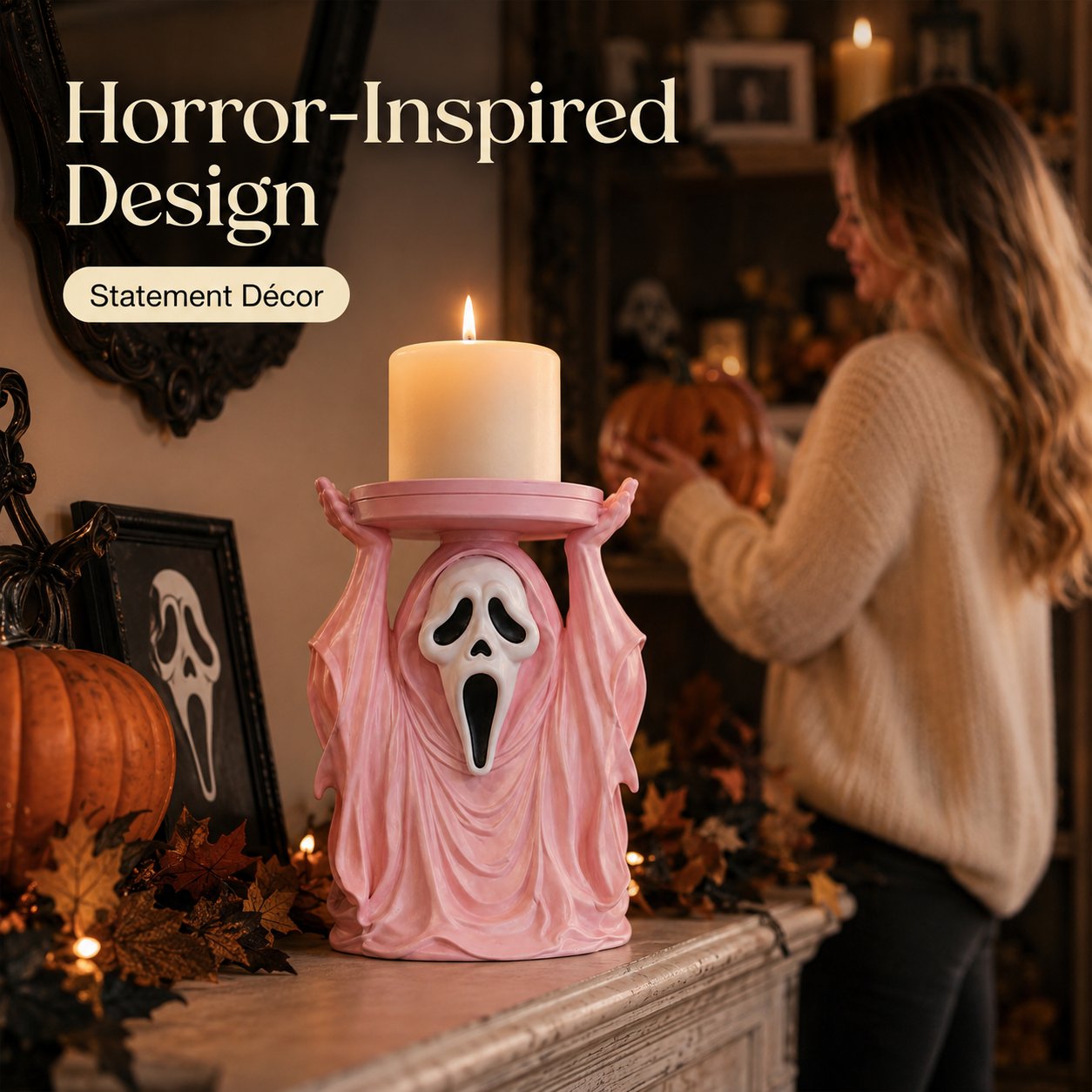 Ghostface Scream Candle Pedestal Holder