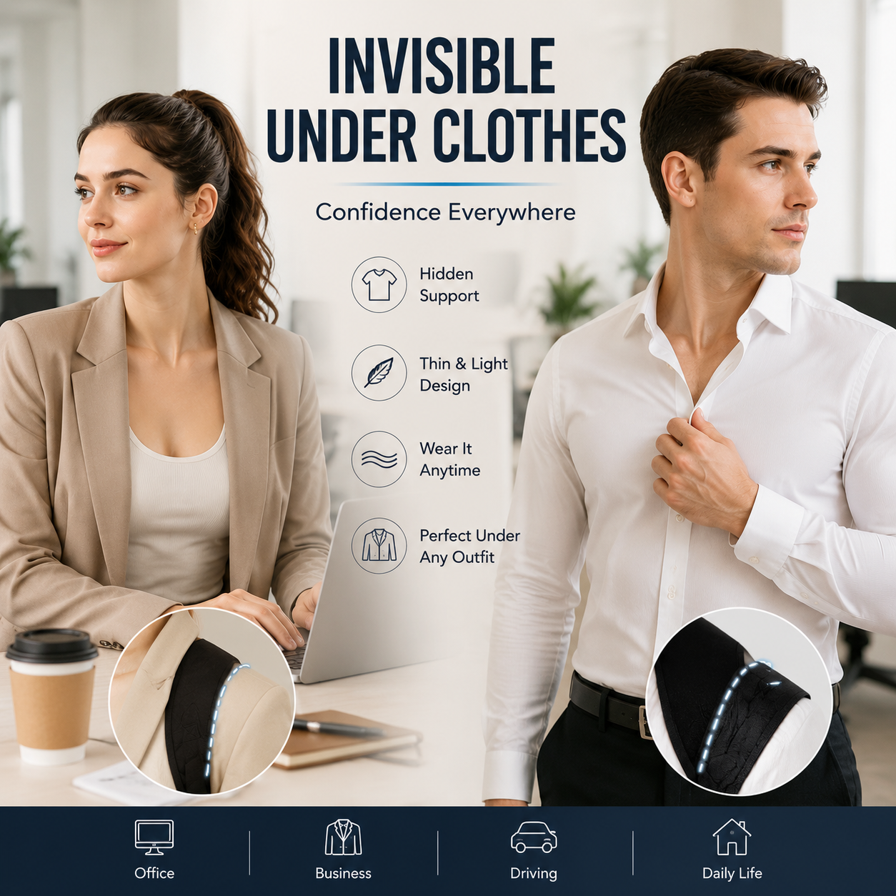 Posture Corrector for Men & Women – Lightweight Back & Shoulder Support Brace