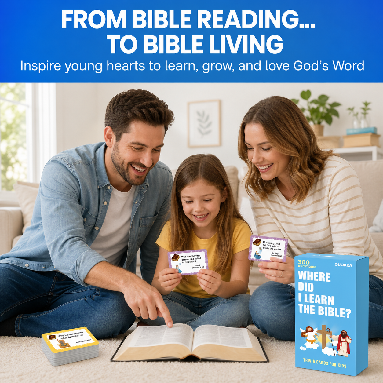 ✝️Bible Trivia Card Game – 300 Questions for Family Fun & Faith Learning (Ages 6+)
