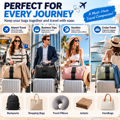 ✈️2-Pack Hands-Free Travel Luggage Strap – Carry More, Stress Less