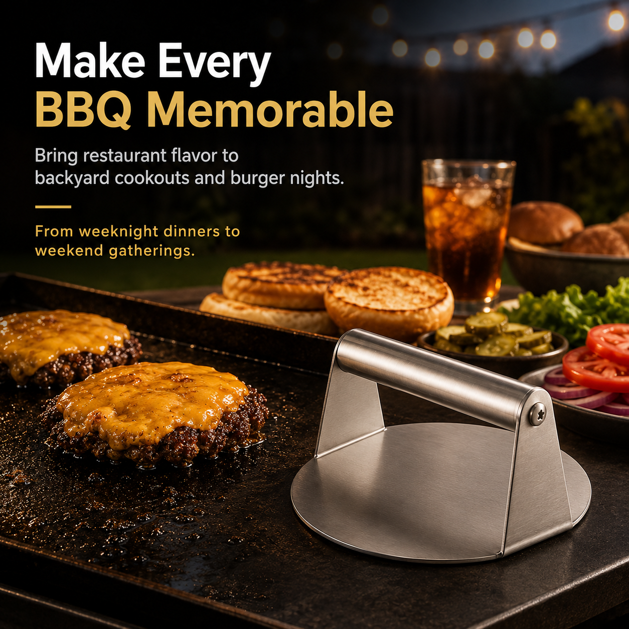 🍔 Stainless Steel Smash Burger Press – Make Restaurant-Style Crispy Burgers at Home