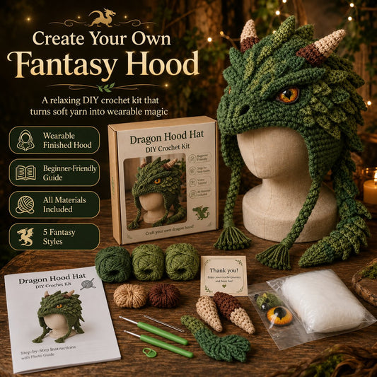🔥HOT SALE 50% OFF – DIY Dragon Hood Hat Crochet Kit 🐉 | Handmade Fantasy Craft