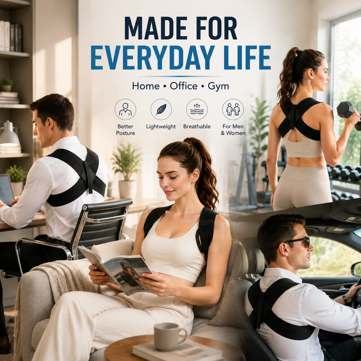 Posture Corrector for Men & Women – Lightweight Back & Shoulder Support Brace