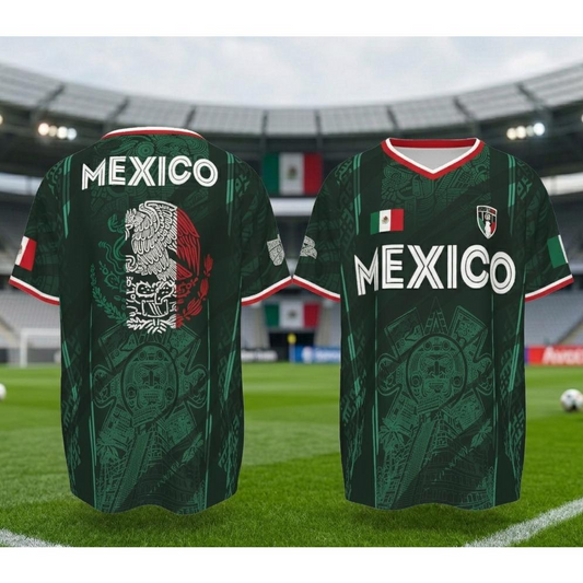 ⚽🏆Mexico 2026 Retro Soccer Jersey – Chichén Itzá Pyramid Graphic All-Over Print Sportswear