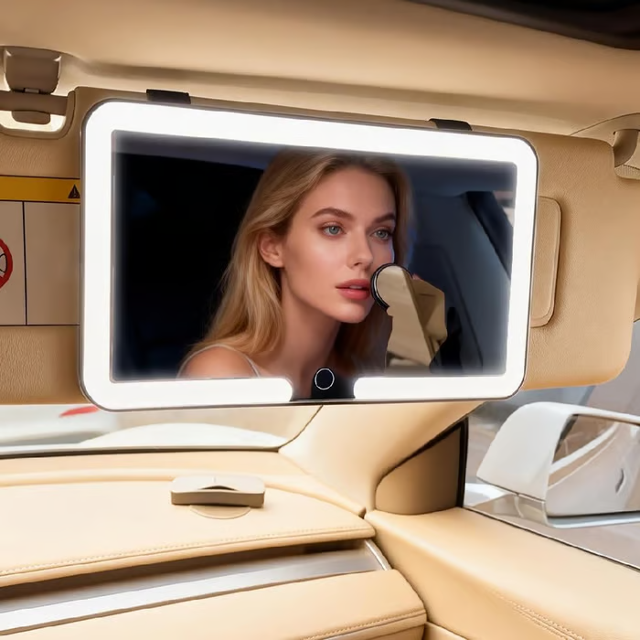 💡 LED Lighted Car Visor Mirror | Dimmable Auto Makeup Mirror