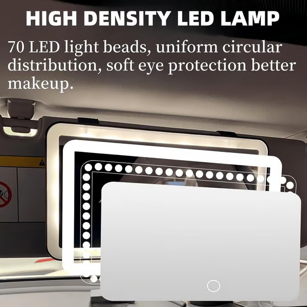 💡 LED Lighted Car Visor Mirror | Dimmable Auto Makeup Mirror