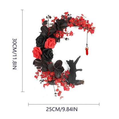 🔥Last Day 49% OFF - 🐈‍⬛🌙Handmade Halloween Cat Wreath(📦Buy 2 Free Shipping)