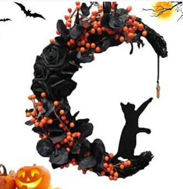 🔥Last Day 49% OFF - 🐈‍⬛🌙Handmade Halloween Cat Wreath(📦Buy 2 Free Shipping)