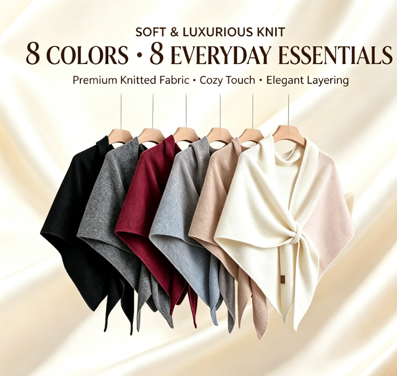 🍂Soft Knit Tie‑Front Shawl｜Versatile Layering Wrap for All Seasons🧣