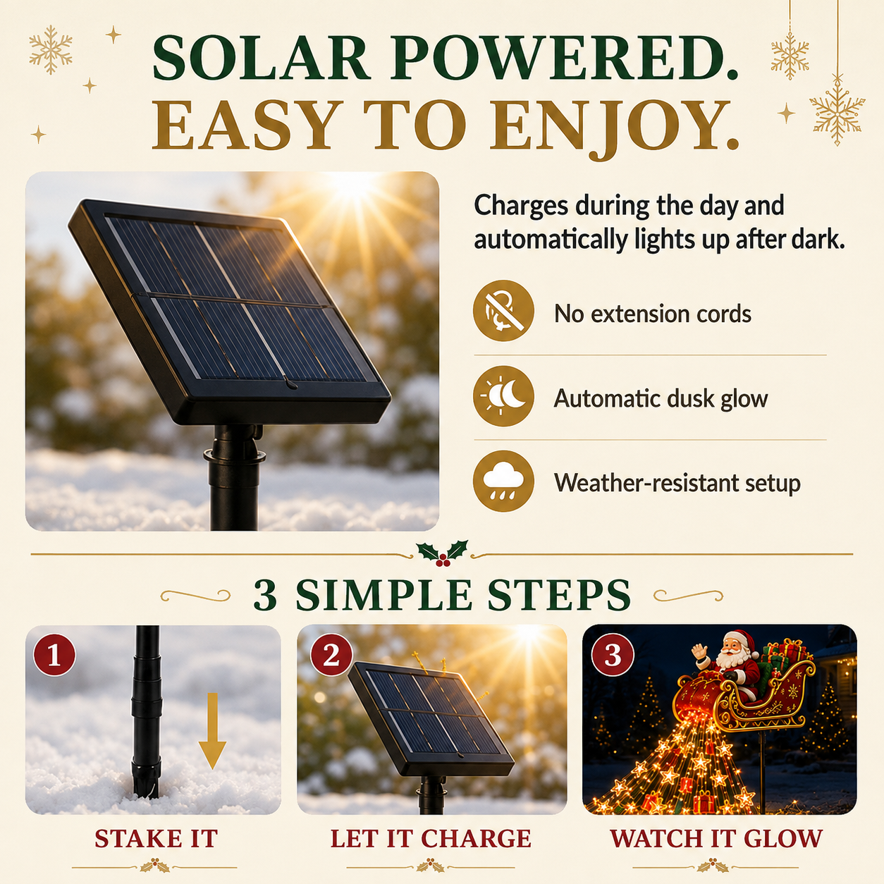 🎅✨ 2026 New Santa’s Flying Sleigh Gift Cascade – Solar Christmas Garden Light
