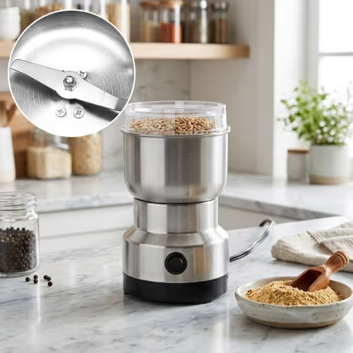 ✨Mini Stainless Steel Spice Coffee Grinder, One Touch Multi-Function Dry Grain Powder Mill
