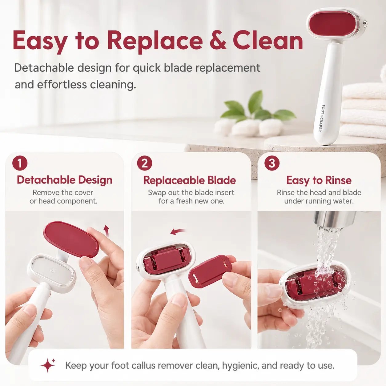 🦶 Smooth Heels Fast ✨ Dual-Sided Foot Callus Remover with Replaceable Stainless Steel Blade