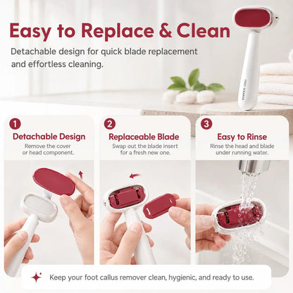 🦶 Smooth Heels Fast ✨ Dual-Sided Foot Callus Remover with Replaceable Stainless Steel Blade
