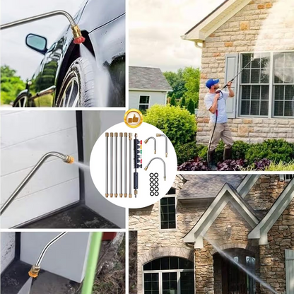 🧹Stainless Steel Power Washer Wand, Angled Extension Lance for Roof Gutter Car Cleaning 💦