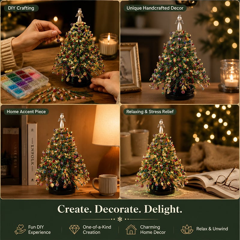 🎄Mini Tabletop DIY Beaded Christmas Tree Craft Kit | Handmade Holiday Home Decor