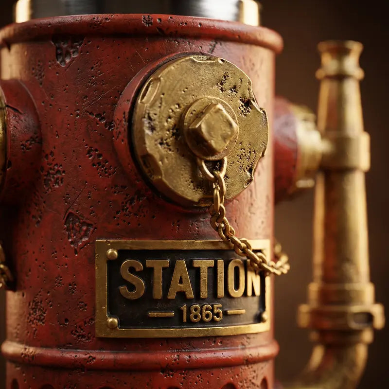 Close-up fire hydrant mug details