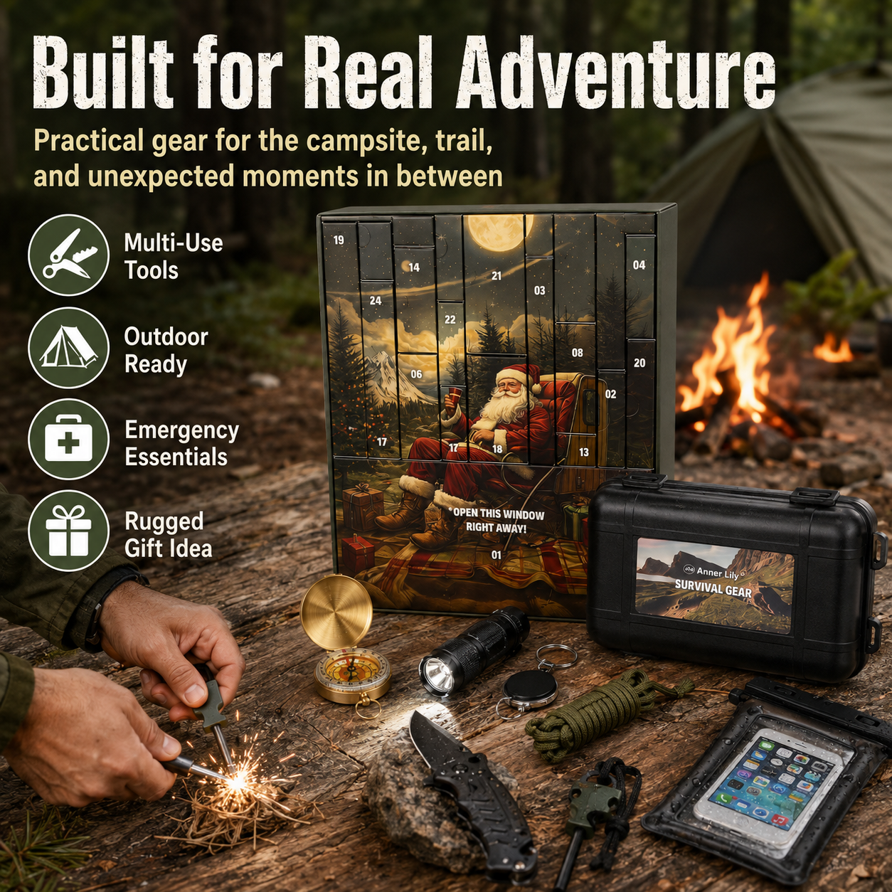 Outdoor camping gear from survival advent calendar