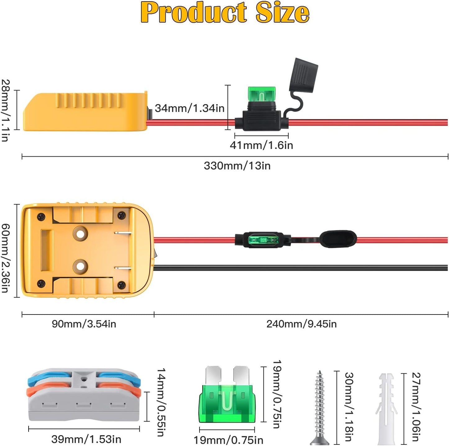 Power Wheels Adapter for Dewalt 20V Battery Adapter Power Wheels Battery Conversion Kit with Switch