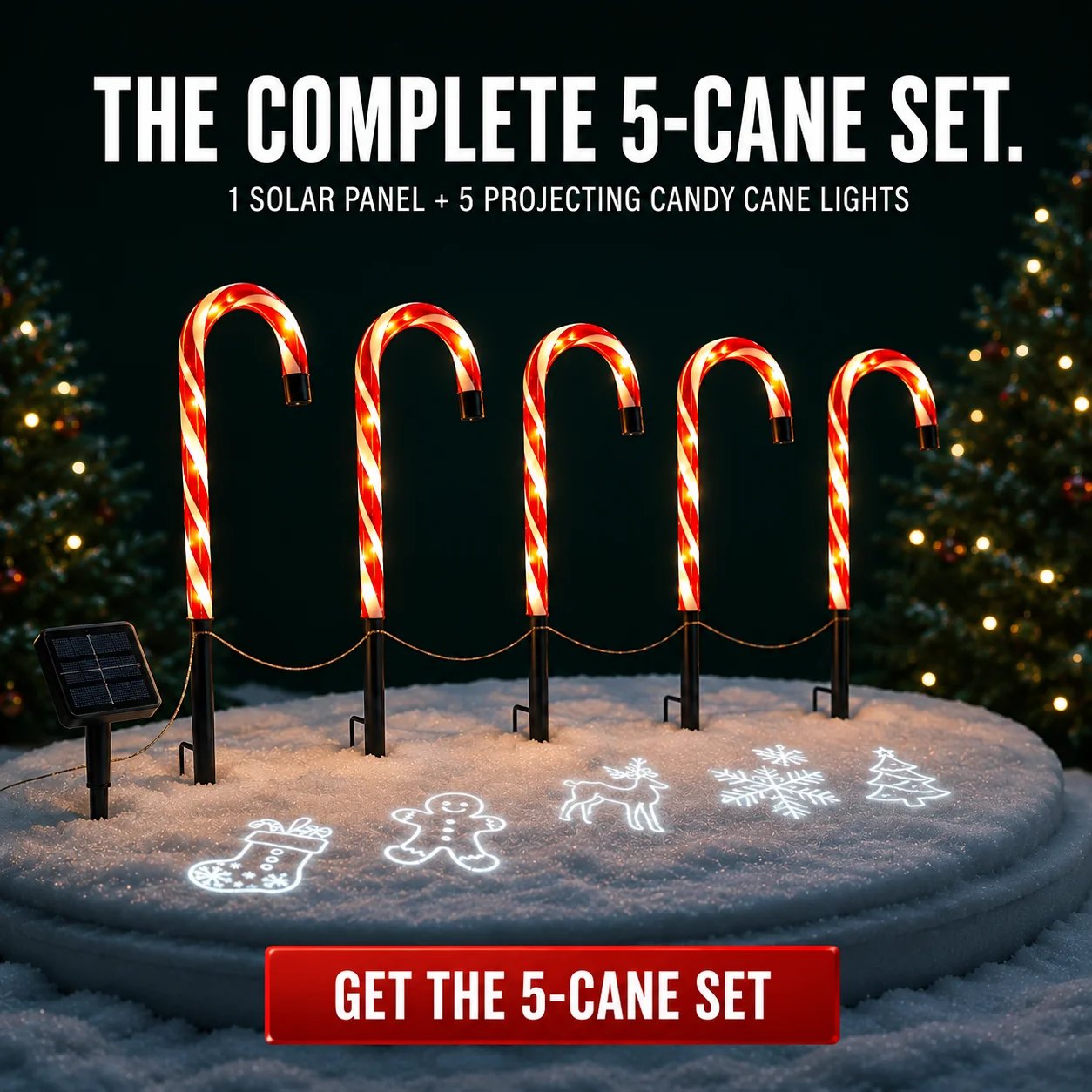 🔥Buy 2 Get 20% OFF🔥🎄Solar Candy Cane Projector Pathway Lights – Light the Way to Christmas