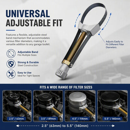 🛠️NEW Auto Car Diameter Adjustable Oil Filter Removal Strap Wrench Tool